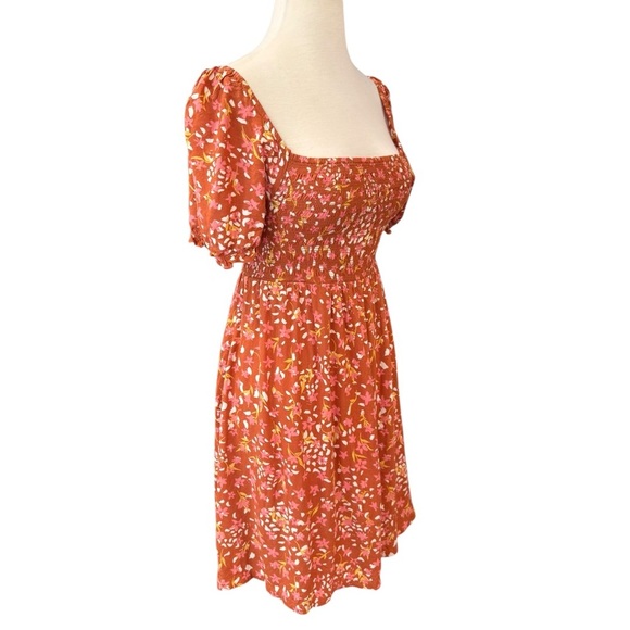 Roxy Hello Petal Woven Mini Dress On or Off Shoulder Fall Smocked Size Small - Picture 3 of 15